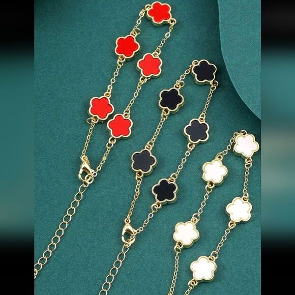 Five Leaf Clover Design Motif Bracelets - Set of 3 - Picture 2 of 2